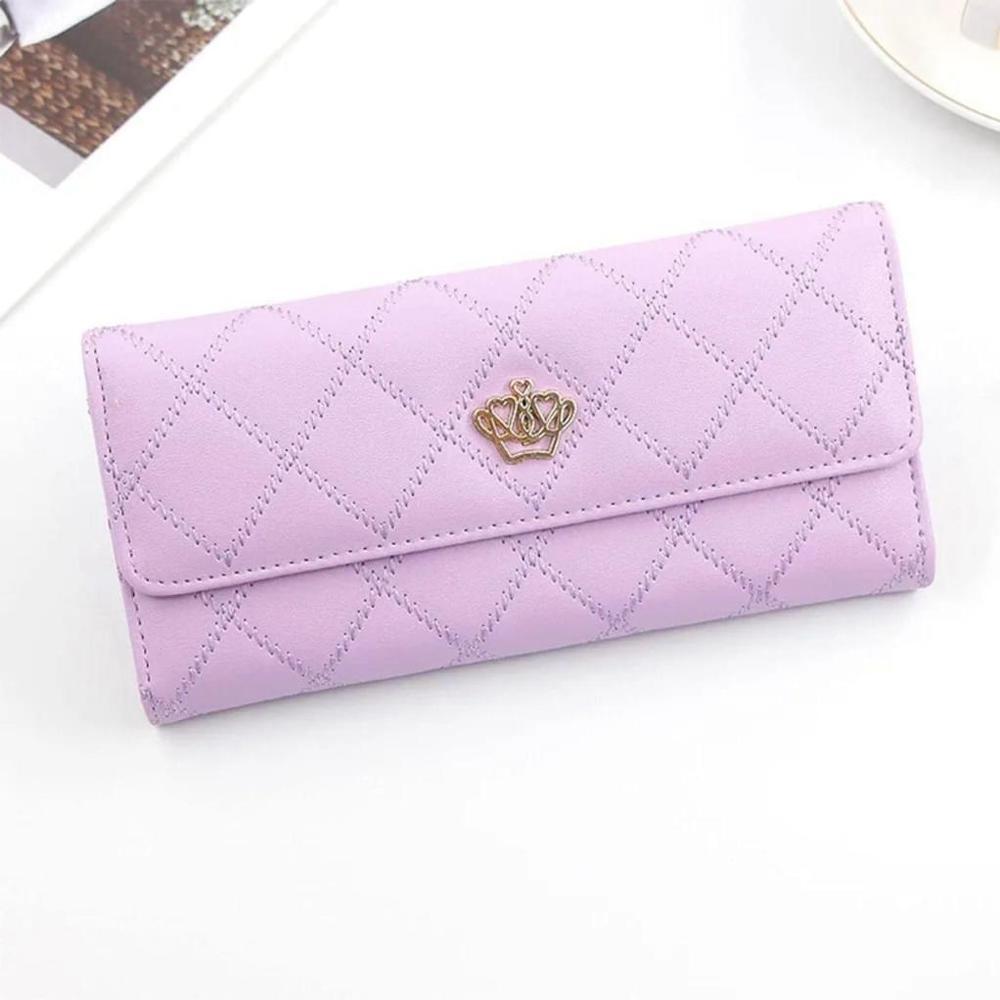 Crown Rhombus Pattern Wallet In Light Purple - Picture 2 of 8